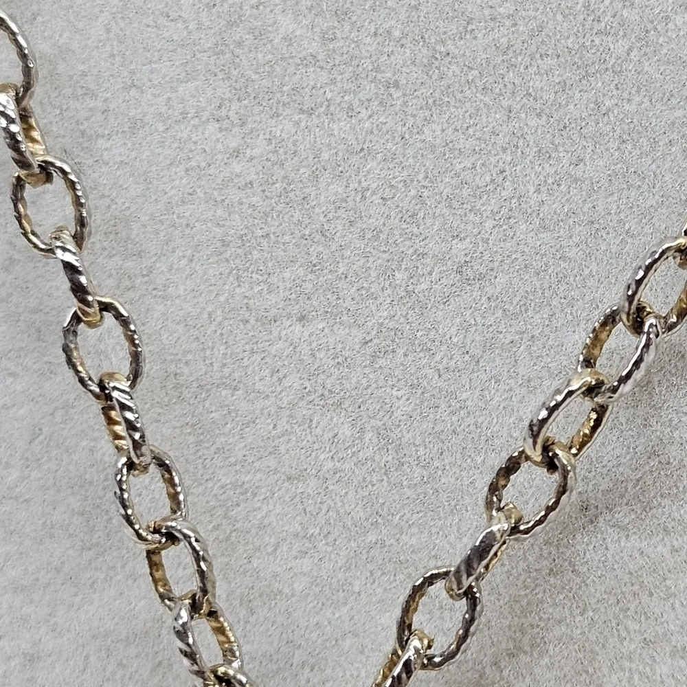 VINTAGE Unique Multicolor Pear Shaped Large Gold Tone Pendant Necklace